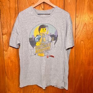 LEGO Movie Emmet Brickowski T-shirt Gray Everything is Awesome Graphic Tee